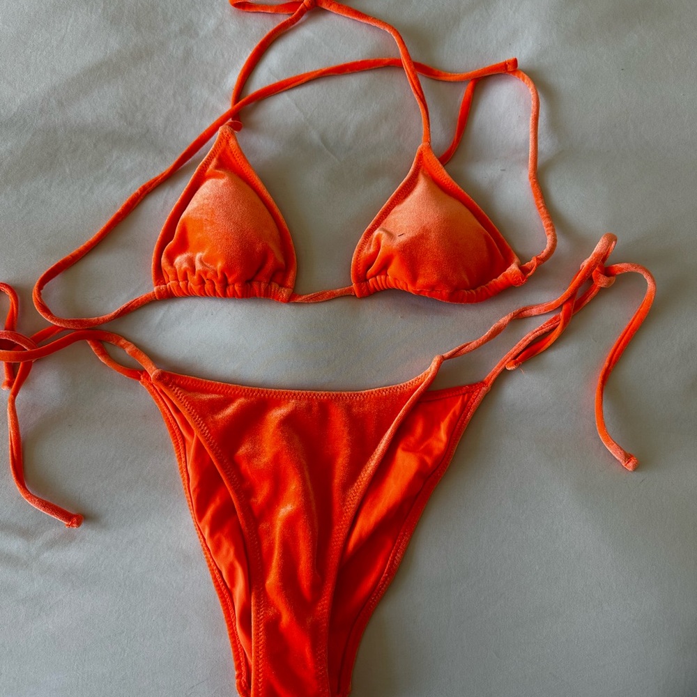 Kendall + Kylie Velvet Orange Bikini Set